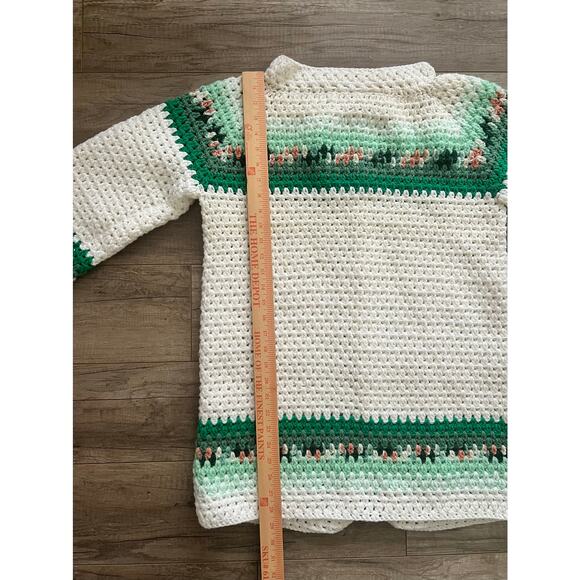 Vintage Finished Grandma Crochet Cardigan Sweater Overshirt Unique Boho Handmade - Picture 4 of 5